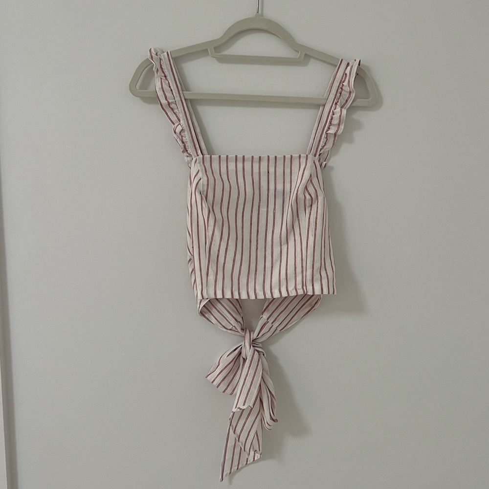 Aqua red and white striped tank size M